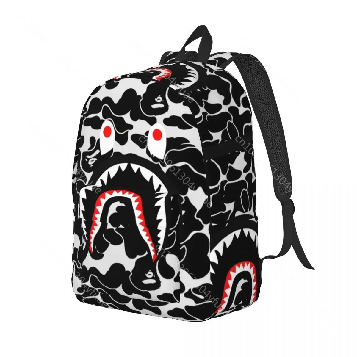 Shark Teeth Backpack Cartoon Animal Unisex Polyester Workout Backpacks Large Pretty High School Bags Rucksack Christmas Gift