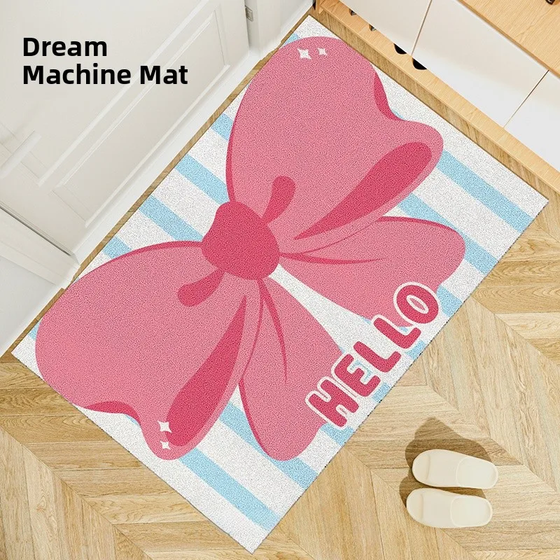 

Stripe Entrance Mat Cusizable Dust Removal Silk Circle Home Use Foot Pad Easy Cleaning Dirt Resistant PVC Material