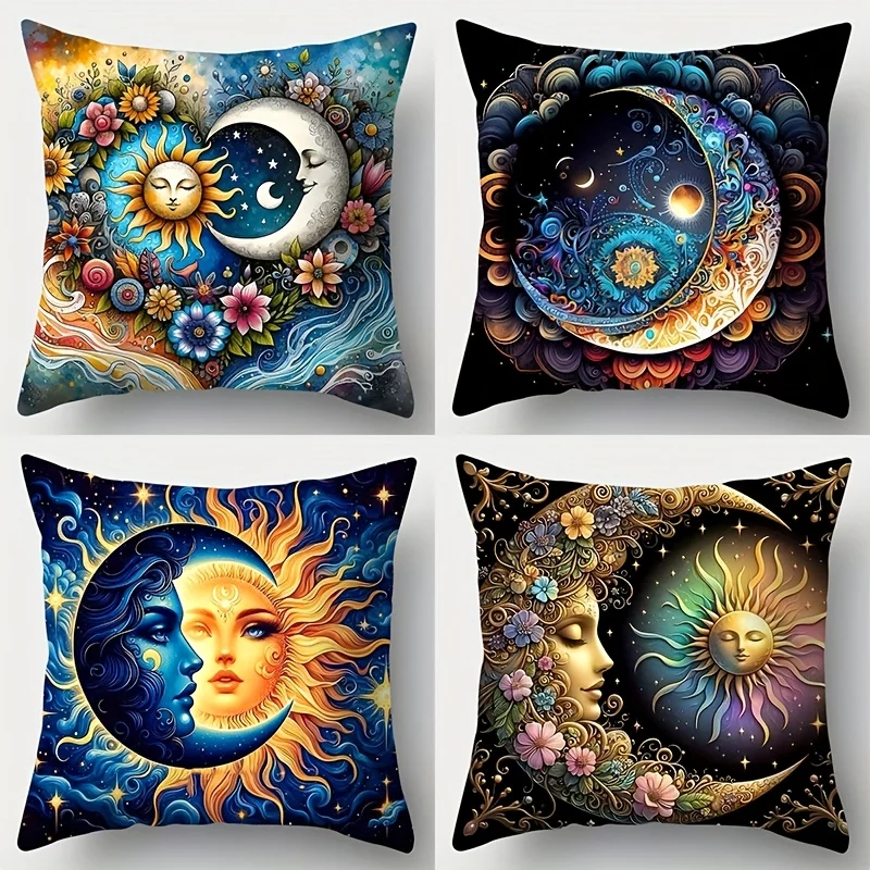 1pc 2D Flat (Pillow Not Included) Colorful Yin Yang Mandala Cushion Cover Short Plush Spiritual Art Decor Throw Pillow Case