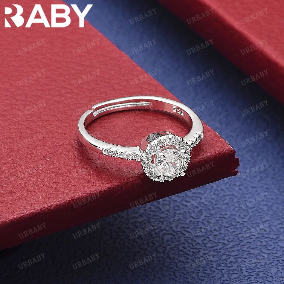 

URBABY 925 Sterling Silver Zirconia Adjustable Ring For Women Creativity Gifts Street All-match Party And Daily Wear