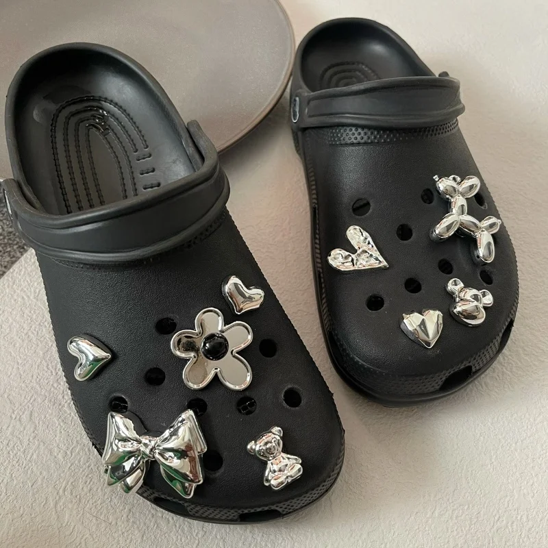 New Jibbitz SilveryDecorative Shoe Charms Set For Crocs Detachable DlY Shoes Accessories Ideal Gift Choice ABS Durable Material