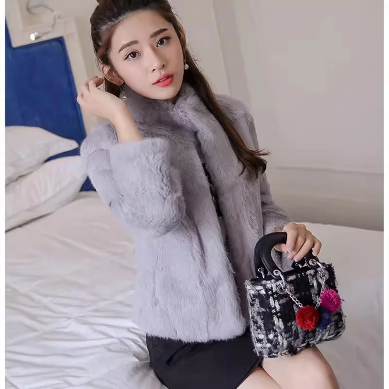 2024 Winter Female New Imitation Mink Fur Jacket With Cotton And Thick Fur, Women's Young Short Socialite Slim Fit Wool Sweater