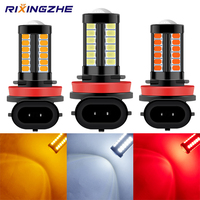 2PCS Car H11 LED 12-24v fog light bulb Canbus 5630 33 LED Fog Lamp Headlight bulb Running Light Bulb Driving Lamp White Amber