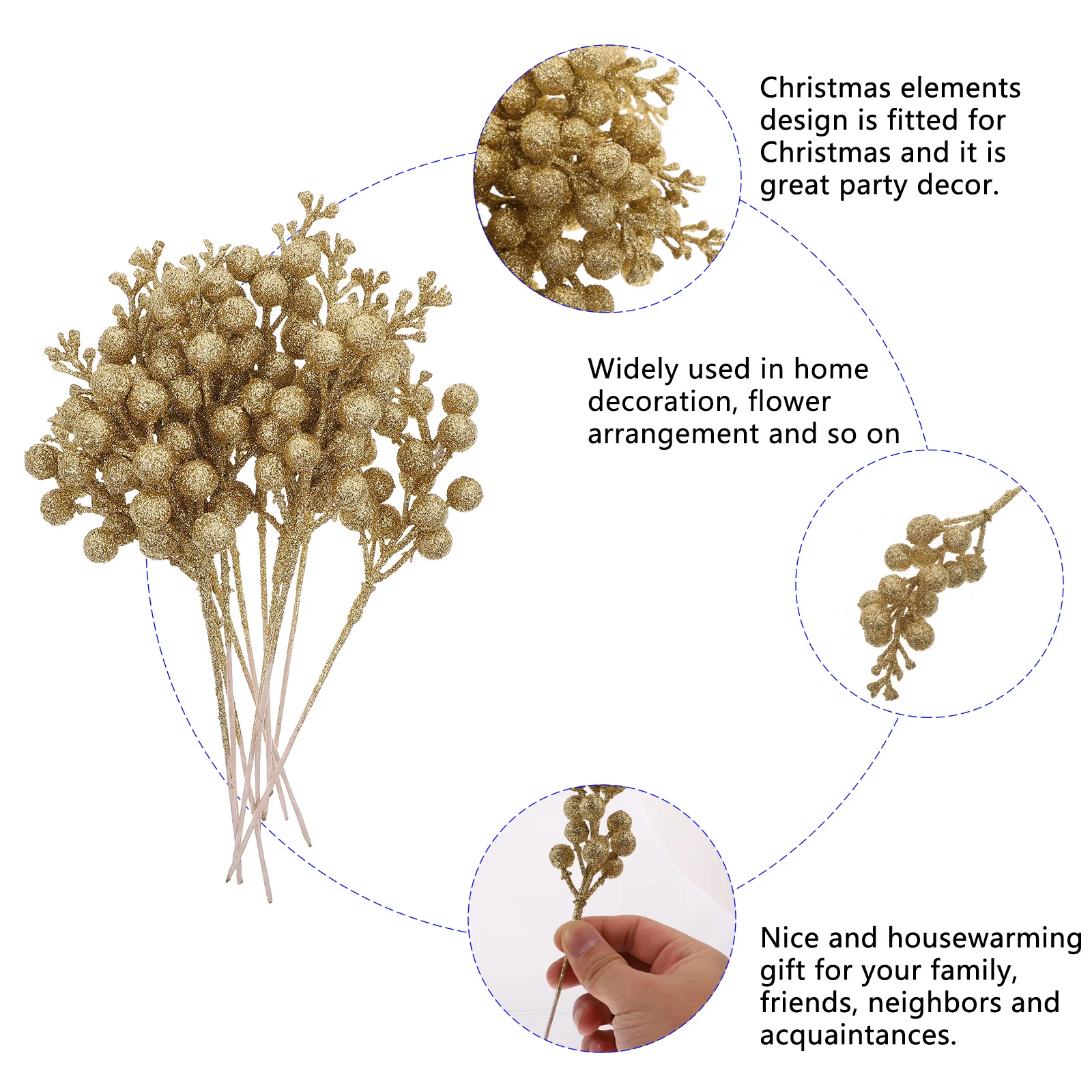 

10Pcs Simulation Berry Branches Fake Berries for Christmas Decor Artificial Holly Berry Bunches Centerpiece Table Arrangement