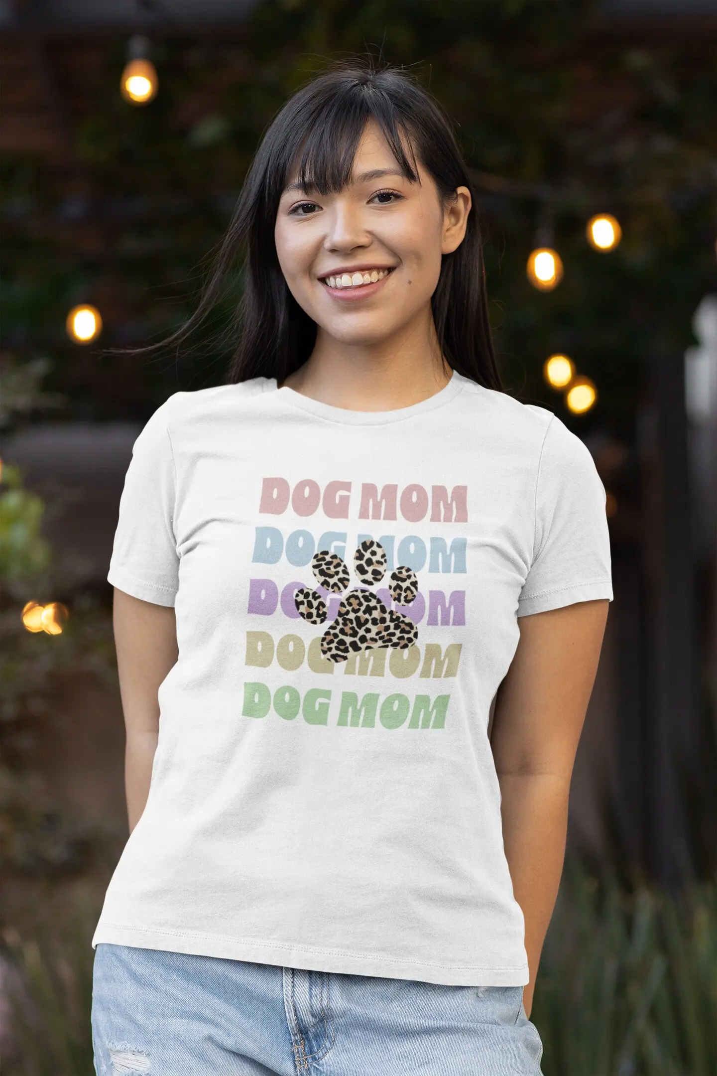 Dog Mom T Shirt My Is Kid Paw Print Cheetah Stacked MAMA Momma Proud