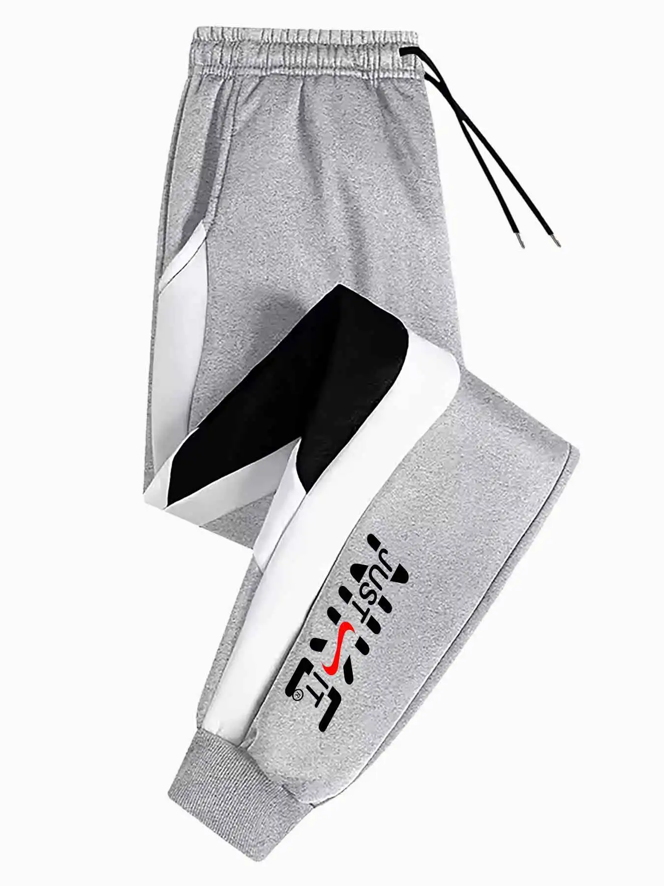 

Men'S Casual Color Block Joggers - Loose Fit, Elastic Waistband, Drawstring, Pockets, All-Season Comfort, Black & White Striped