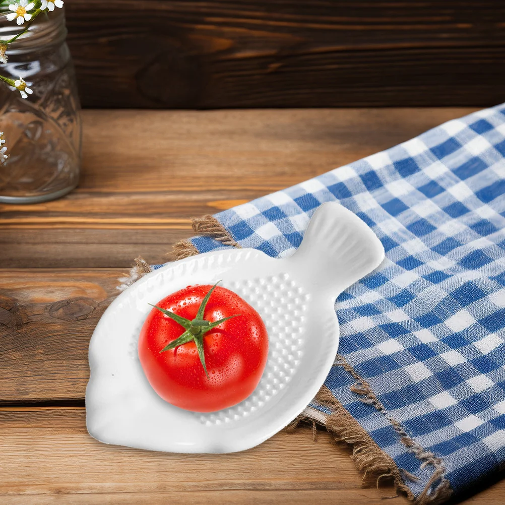 

2Pcs Fish Shape Ceramic Grater Plate Garlic Ginger Masher Dishwasher Safe Home Cooking Accessory Grater Plate Ginger