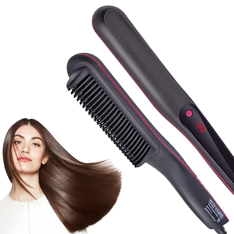 High Quality Portable Hair Straightener Brush Negative Ions Hair Care Temperature Adjustable Electric Hair Straightener Comb