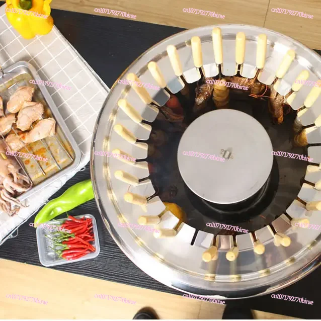 Durable Stainless Steel Charcoal Grill, Smokeless Portable BBQ for Self-service Skewer Cooking Indoor & Patio