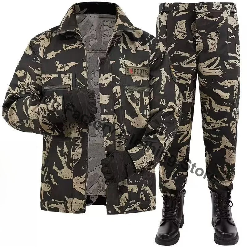 Outdoor Camouflage Workwear Sets Men Spring Autumn Tracksuit Resistant Tear Proof Automotive Repair Labor Protection Clothing