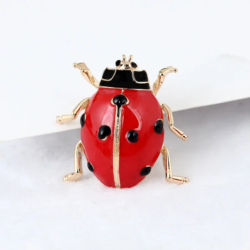 Fashion Enamel Red Ladybug Insect Brooches Beetle Pin Scarf Corsage Jewelry Gift