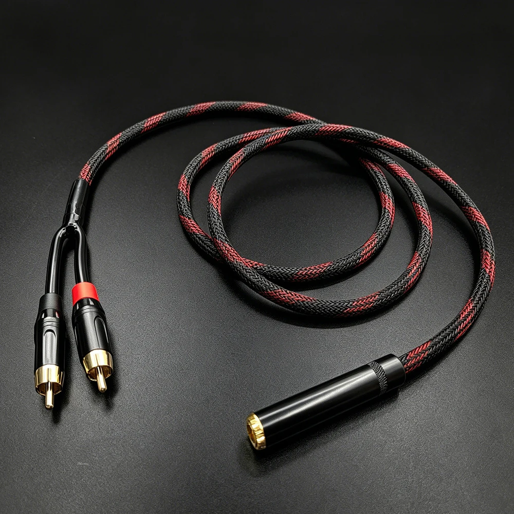 Aouyade High quality 4N oxygen free copper HiFi audio cable 6.5 TRS to 2RCA female active monitoring speaker cable adapter