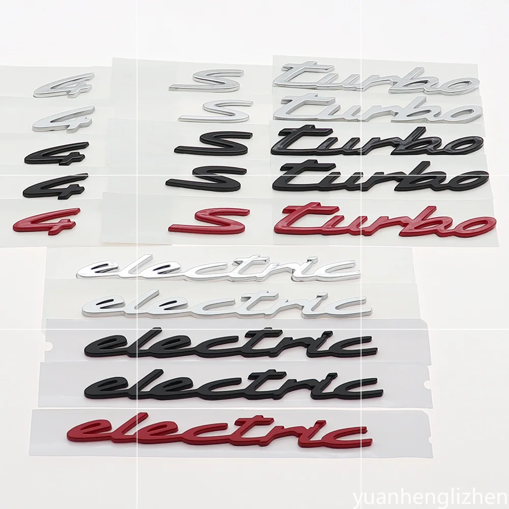 1PC New Style ABS 4 S Turbo Electric Car Letter Logo Fender Side Sticker Tail Decoration Badge Auto Rear Trunk Emblem Decal