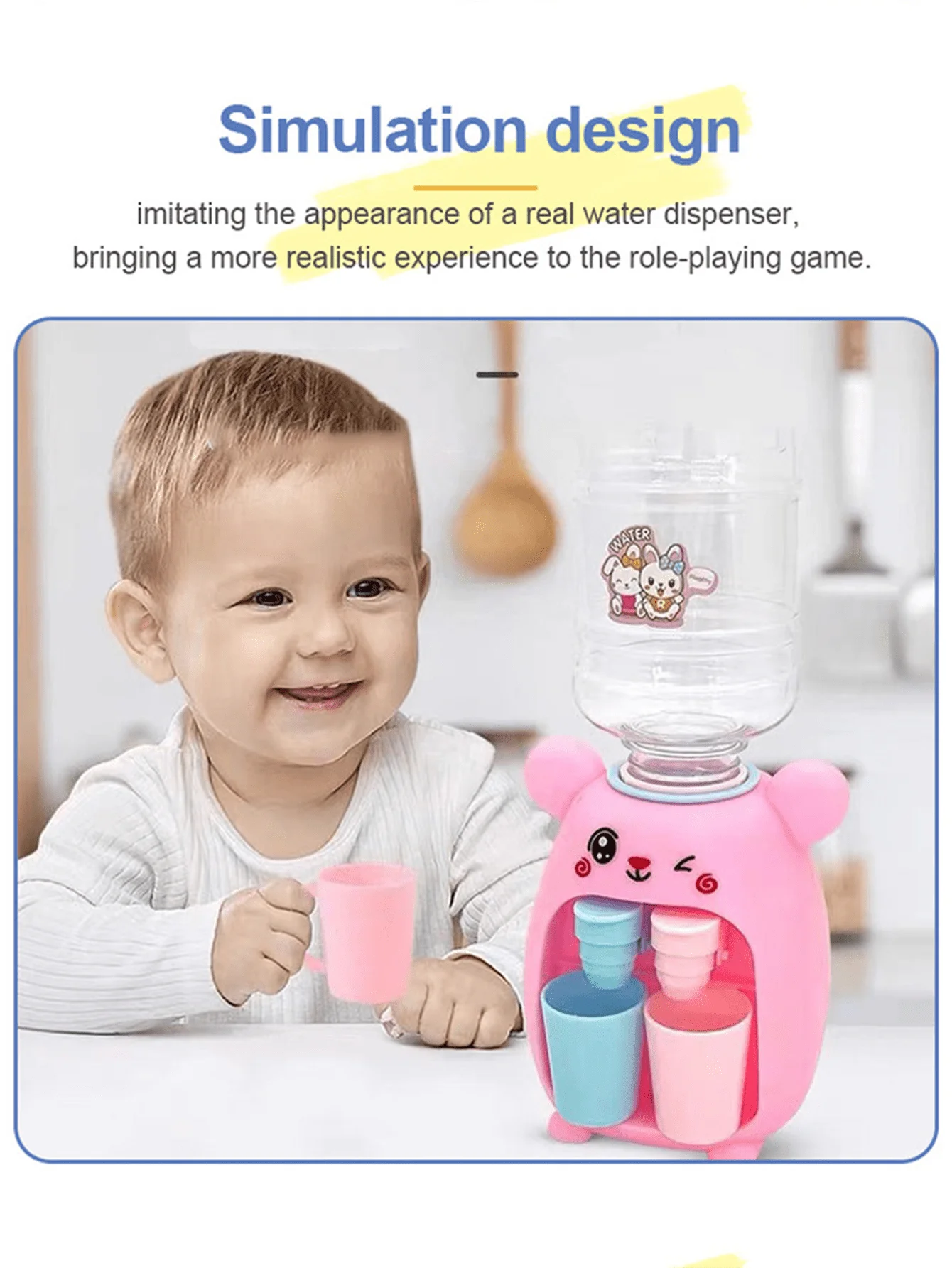 Childrens Rabbit Mini Water Dispenser Toy - Double Outlet, Simulation Kitchen Toy, Fun Drink Beverage Machine - Birthday Gift