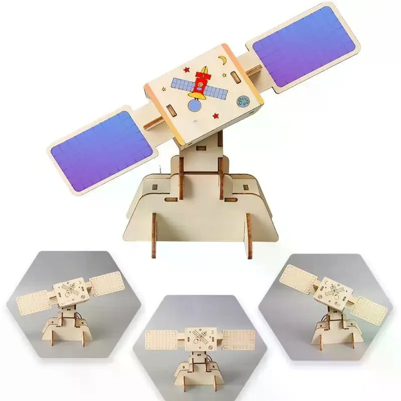 1 conjunto criança estudante educação treinamento científico equipamento experimental brinquedos a vapor diy solar satélite brinquedo de montagem artificial