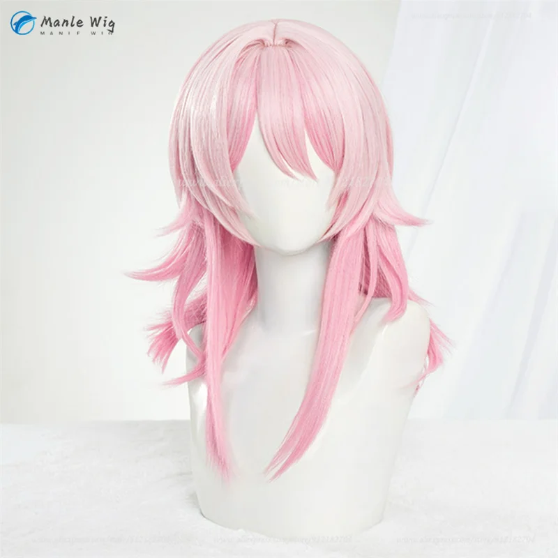 50cm March 7th Cosplay Wig Game WigsCosplay March 7th Anime Wigs Pink Gradient Heat Resistant Synthetic Wig+Wig Cap