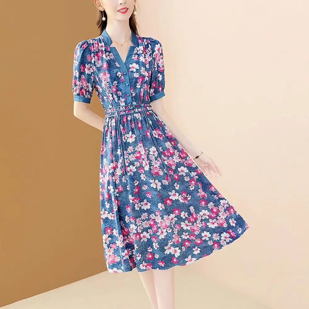 Robe en mousseline de soie imprimée pour femmes, nouvelle collection été 2025