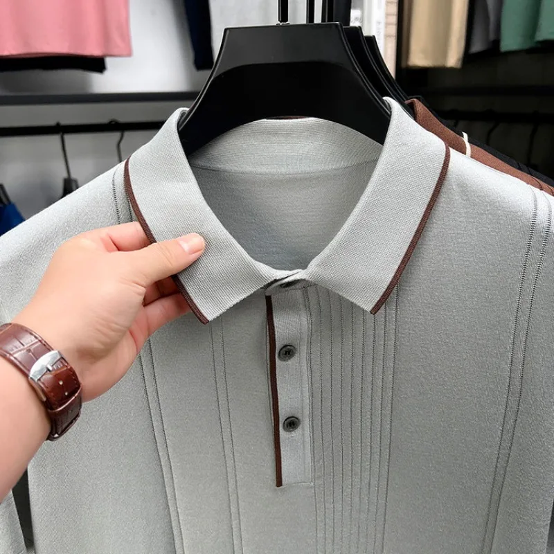 

Men's Polo Shirts T shirt Old Money Style Knitted Short Sleeve Casual Silk Blend Summer Fashion Top
