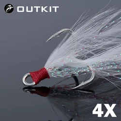 OUTKIT 10 pz Richiamo Ami Alti 4X Forza Con Piuma Affrontare Amo Da Pesca Più Forte Acciaio Al Carbonio Spinato Ami Pesca