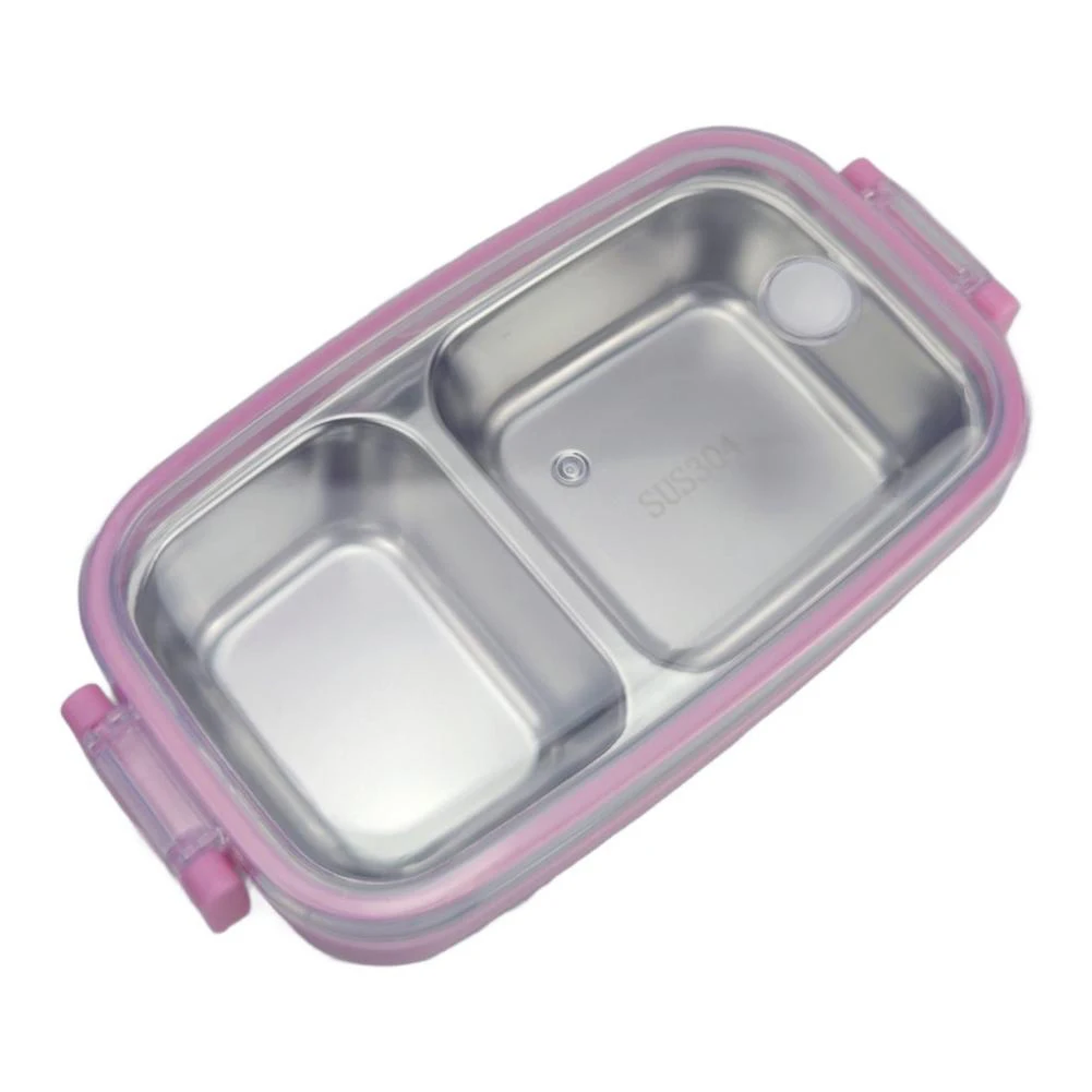 Stainless Steel Lunchbox with Two Compartments and Leakproof Four Side Locking Lid for Fresh Meal Storage and Portion Management