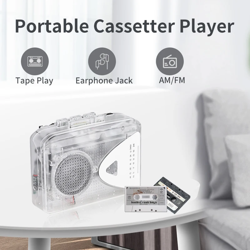 Portable Cassette Tape Player Walkman Cassette Music Player with AM FM Radio Function for Music Lover