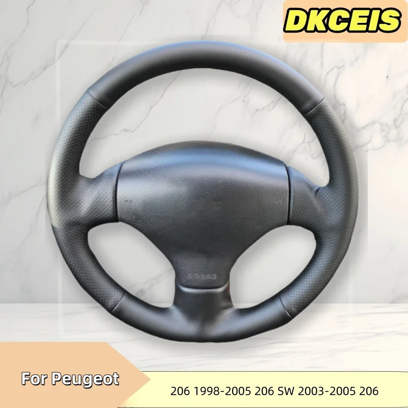 Car Steering Wheel Cover Faux Breathable Leather For Peugeot 206 1998-2005 206 SW 2003-2005 206 Steering Wheel Braiding Cover