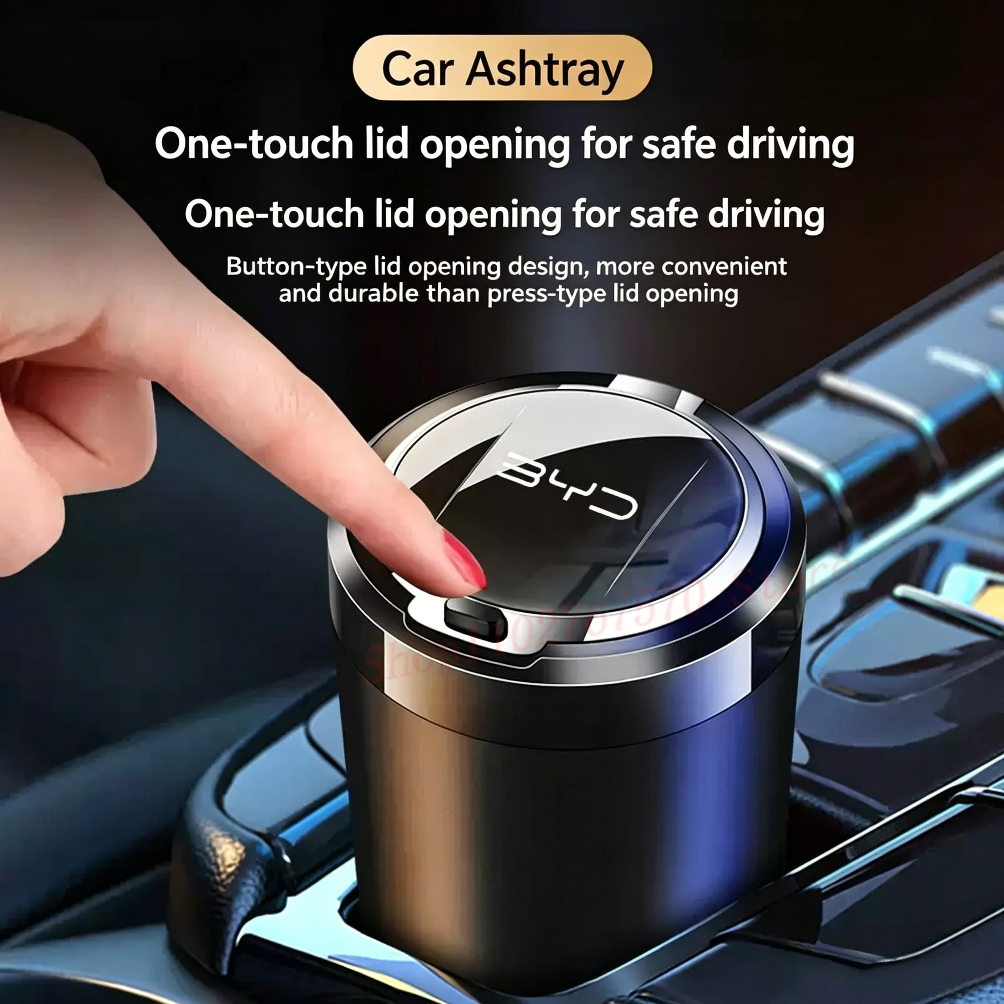 

Для BYD Shark 6 2024 2025: Автомобильная пепельница с LED-подсветкой, бездымная, для салона, аксессуар для подстаканника