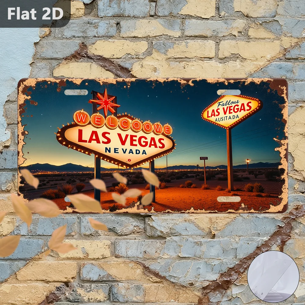 2D Flat, [2D Flat] 2D Flat, 1pc, Solely for Decoration Decor, Outdoor Signs & Wall Decor (30.48cm X 14.99cm), Las Vegas Neon Sig