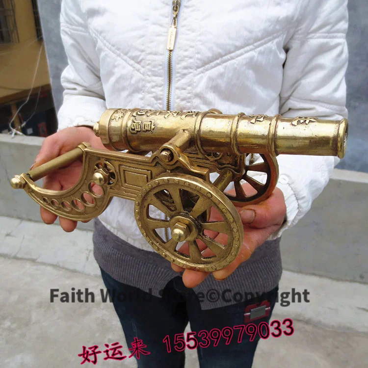 

30CM long TOP COOL efficacious Talisman Money Drawing exorcise evil spirits FENG SHUI Copper cannon sculpture statue