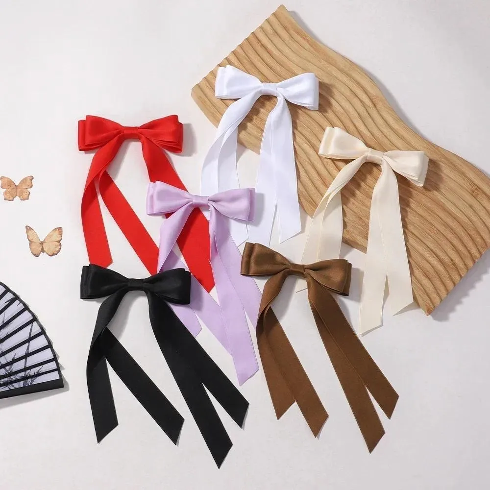 Random Color 10pcs Long Ribbon Hair Clip Tied Hair Headwear Ballet Fashion Girl Bowknot Women Hairgripes Hair Accessorie - view 5