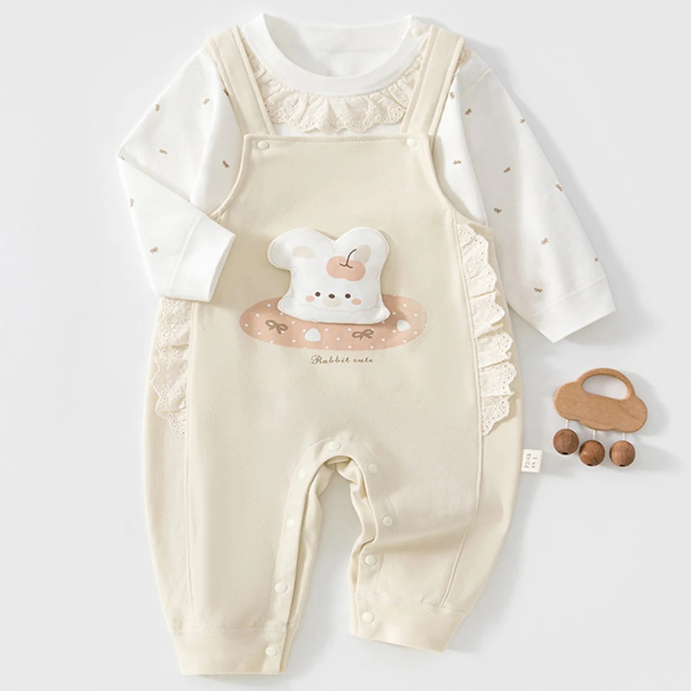 Baby Girls Sets Combed Cotton Long Sleeve Tops Overalls Two Pieces Spring Autumn Infant Boutique Clothing Baby Boy Outfits