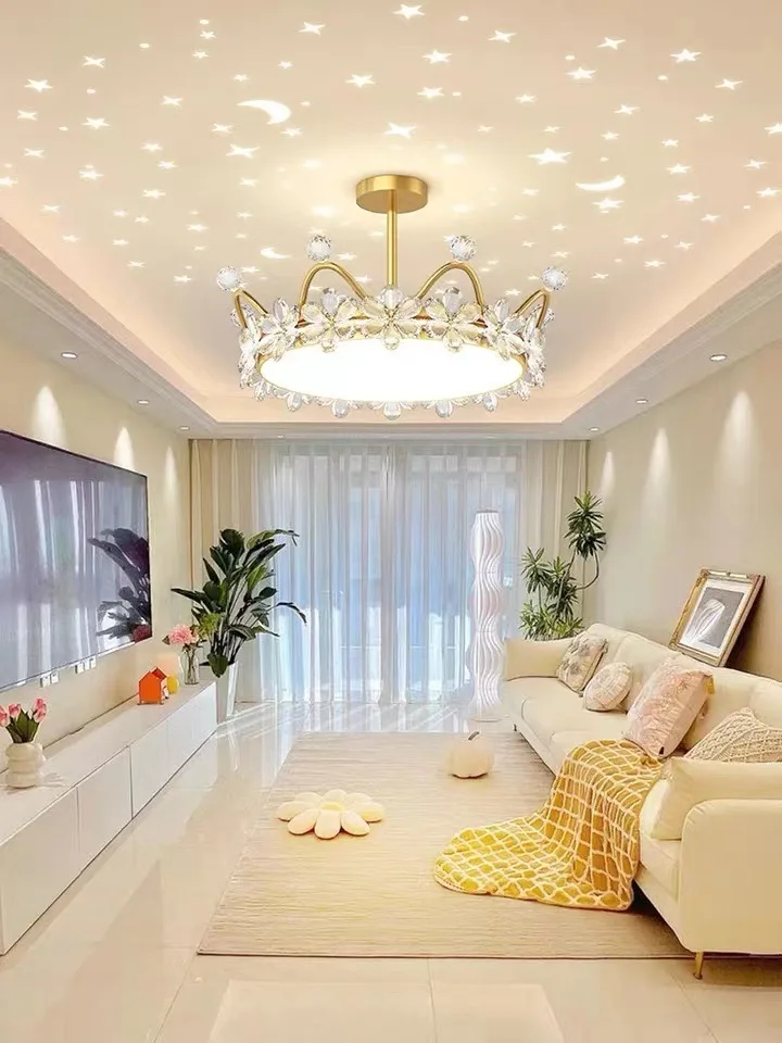 

Modern Minimalist and Creative LED Crown Starry Sky Chandelier Dining Room Bedroom Study Room Decorative Lighting Fixtures