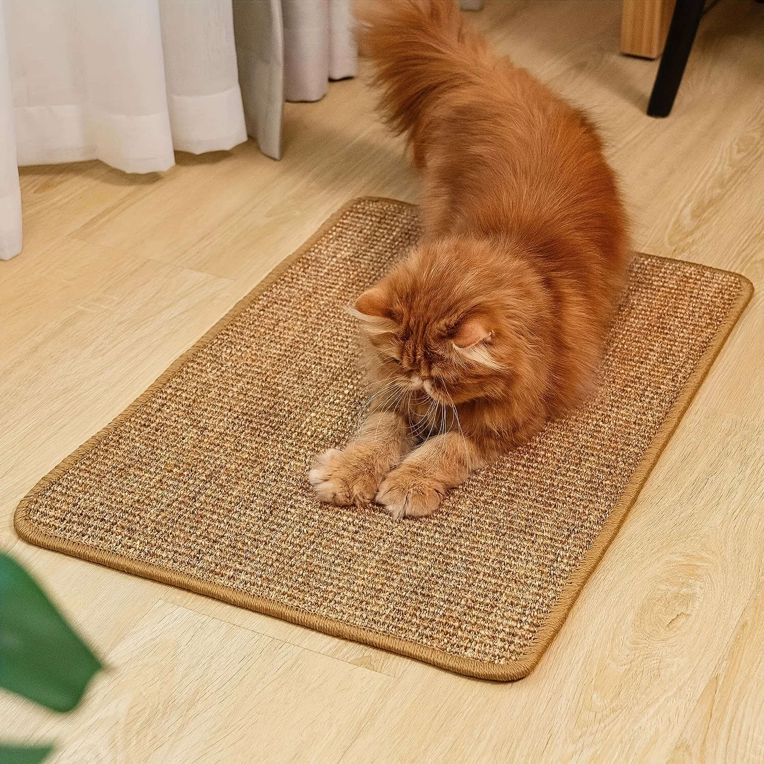 1 Pcs Cat Scratcher Mat, Sisal Cat Scratch Pad,Horizontal Floor Cat Scratching Pads Rug for Indoor Cats Grinding Claws ,Cat Furn