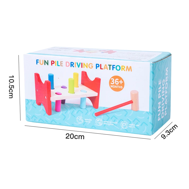 モンテッソーリ式幼児向け早期学習パーカッションテーブル。ハンマーおもちゃ、教育用楽器、モグラたたきゲーム。