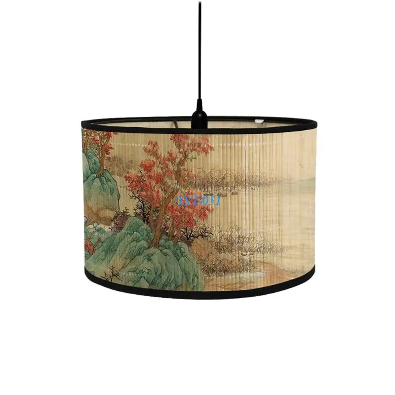 E15A Bamboo Lampshades Wall Light Cover Table Light Shade Bird Pattern Decorative Lighting Accessories Easy to Install