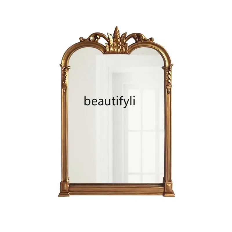 French Vintage Makeup Mirror Smart Bathroom Mirror Bedroom European Entrance Fireplace Decorative Mirror WallHY