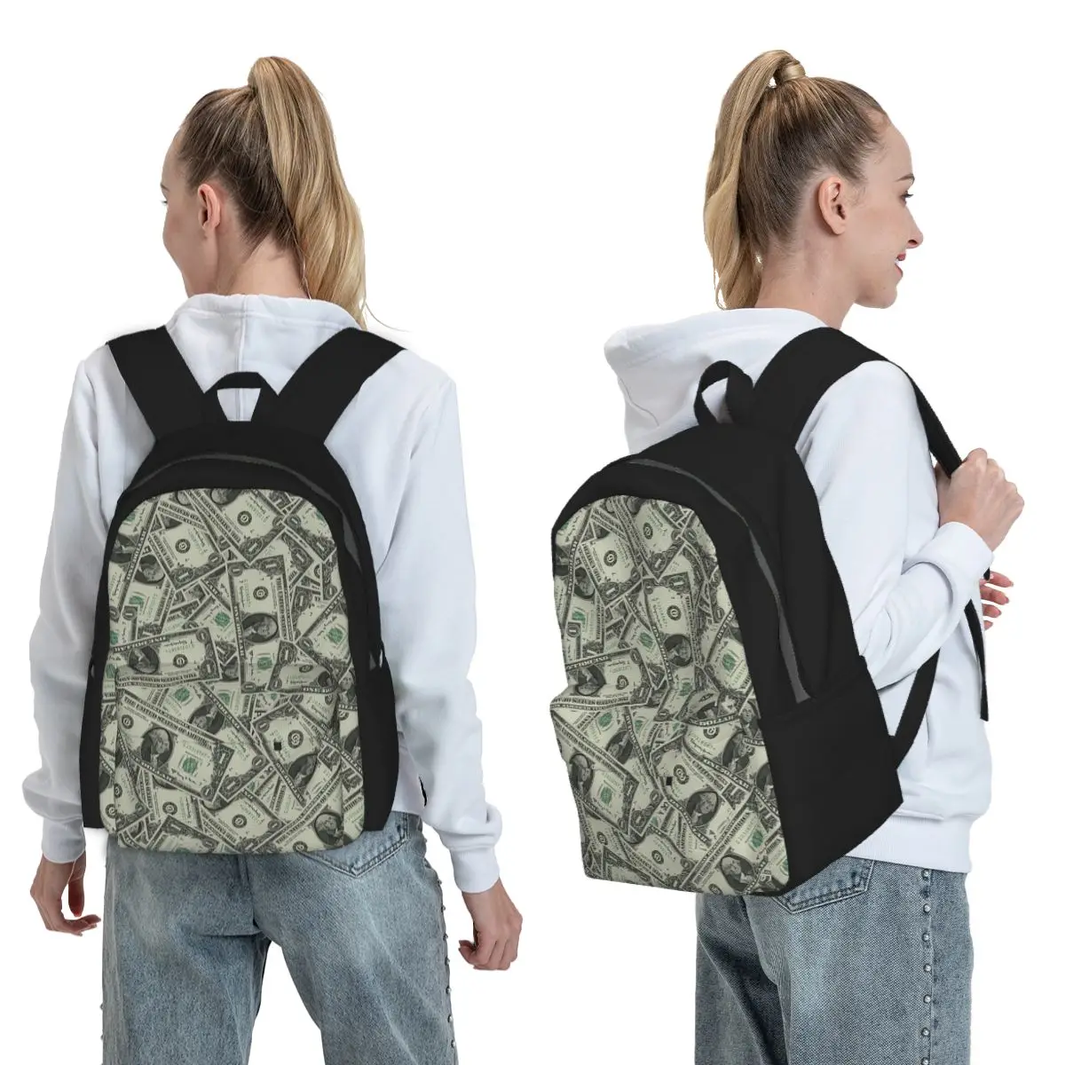 Money Dollars Bill Pattern Backpack Boys Girls BookBag Children School Bag Computer Shoulder Bags for Men Women