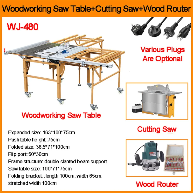 

New Multifunctional Woodworking Sliding Table Saw Precision Sliding Table Saw Foldable Saw Table Electric Cutting Saw