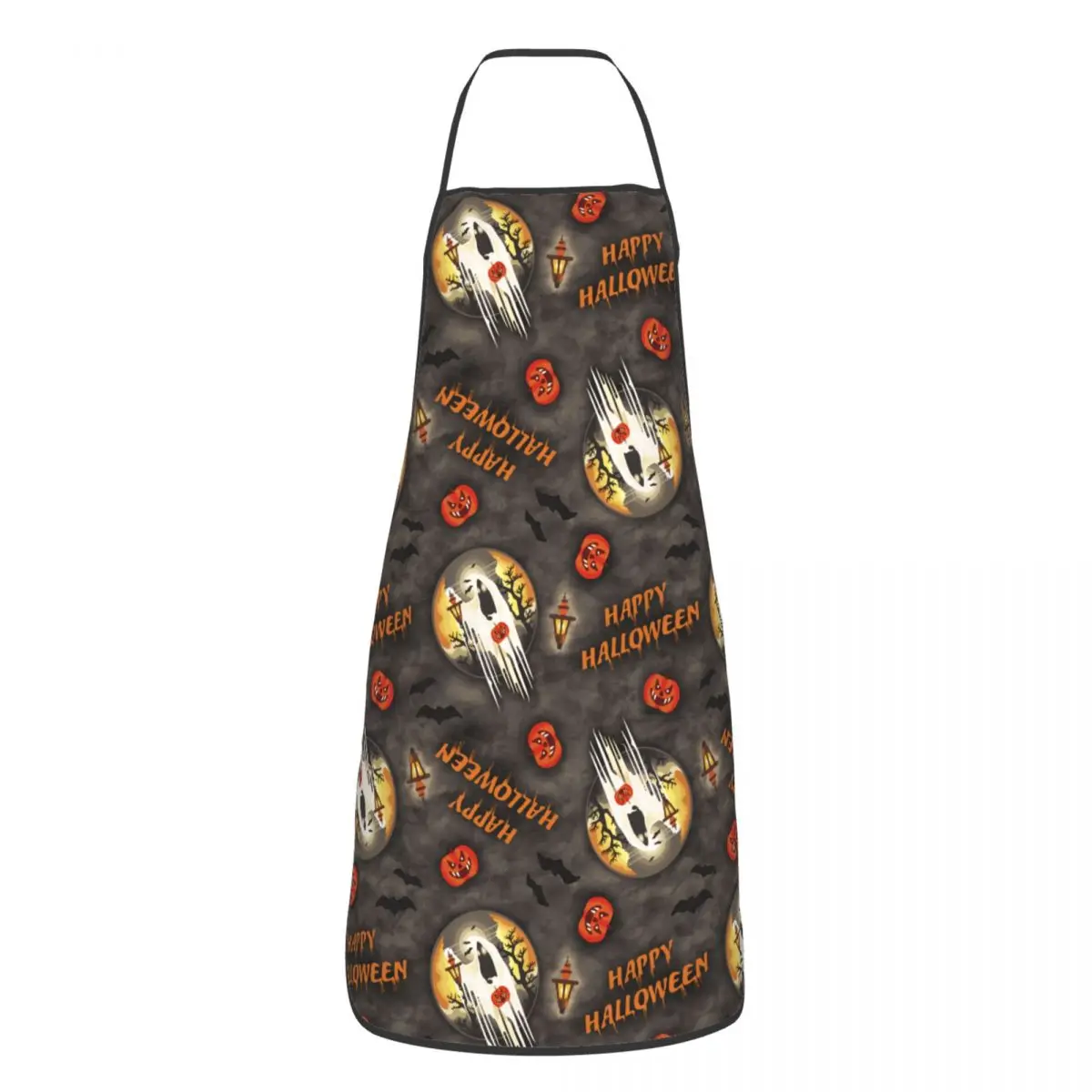 Happy Halloween Moonlit Haunt Funny Aprons for Men Women Adult Unisex Kitchen Chef Bib Tablier Cuisine Cooking Baking Gardening