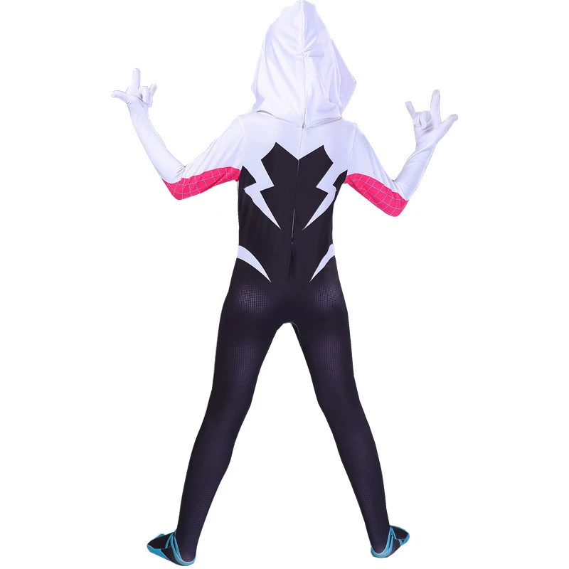 Spider Gwen Spider Man Cosplay Kostüm Bodys für Kinder Kinder Urlaub Overall Miss Halloween Cosplay Kostüm