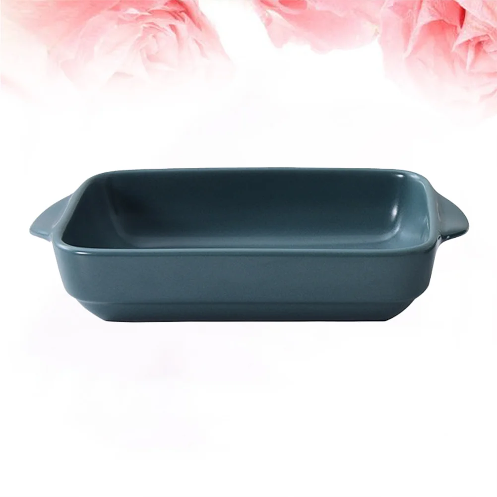 

Ceramic Baking Tray Oven Cake Pan Blue Rectangular Non-Stick Bread Pan Binaural Handle Household Bakeware Baking Tray
