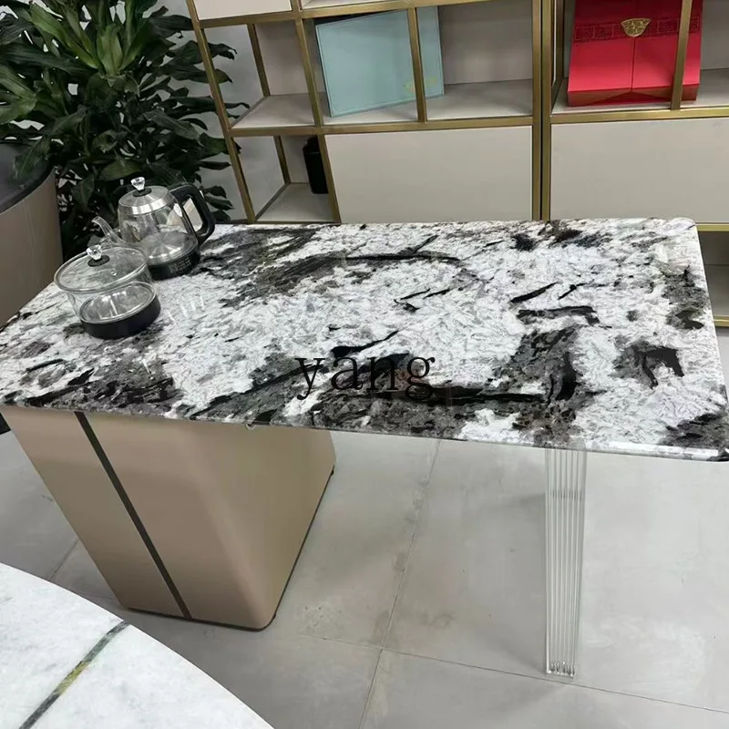 LTT simple stainless steel table foot base marble tea table island integrated support tripod