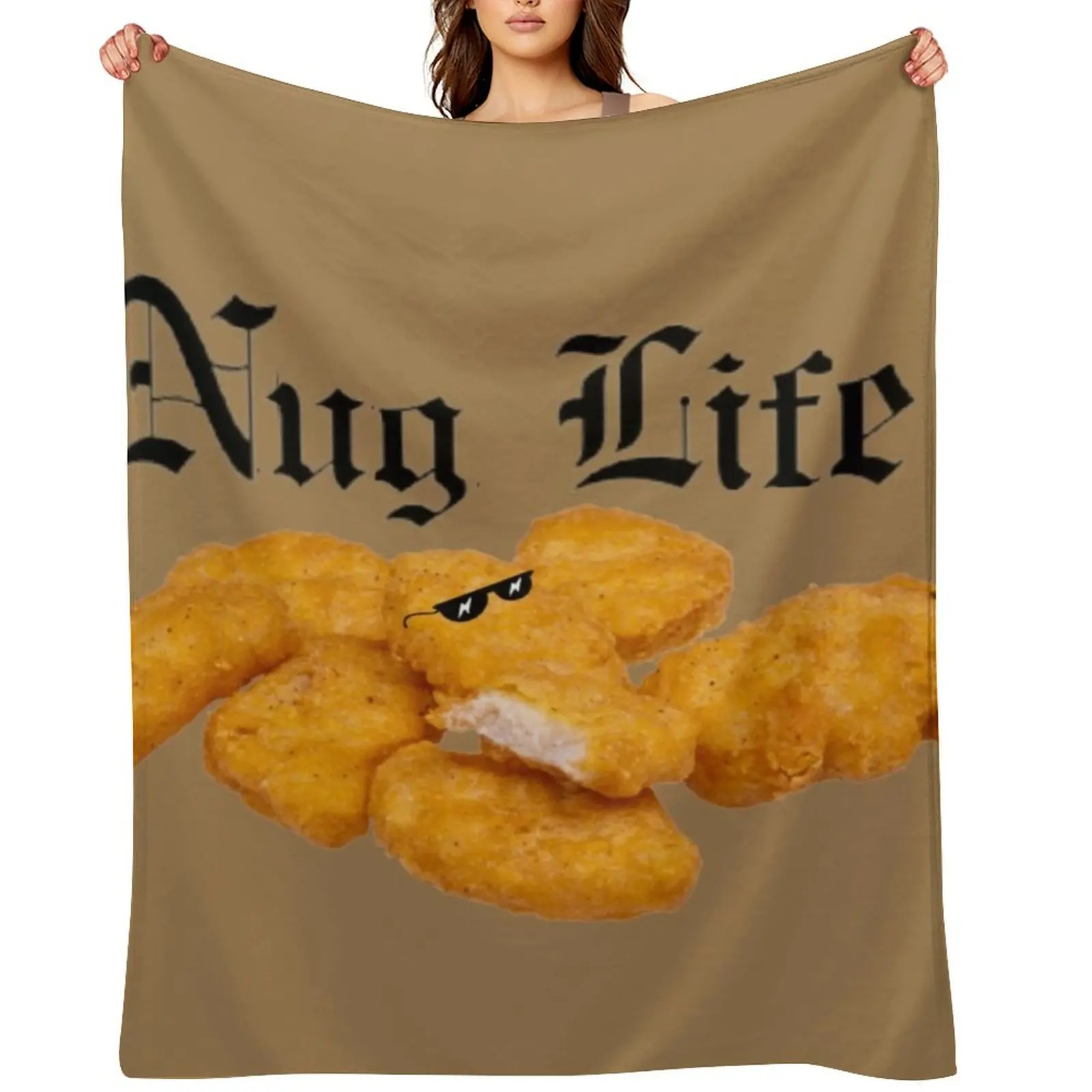 Фото Плед Nug Life Chicken Nuggets, тонкий декоративный плед, теплый зимний мягкий плюшевый плед в клетку