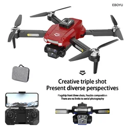 EBOYU JS2 Brushless Motor RC Drone ESC 8K WiFi FPV 3 Cams 4 sides Avoid Obstacle Optical Flow Altitude Hold RC Quadcopter Toys