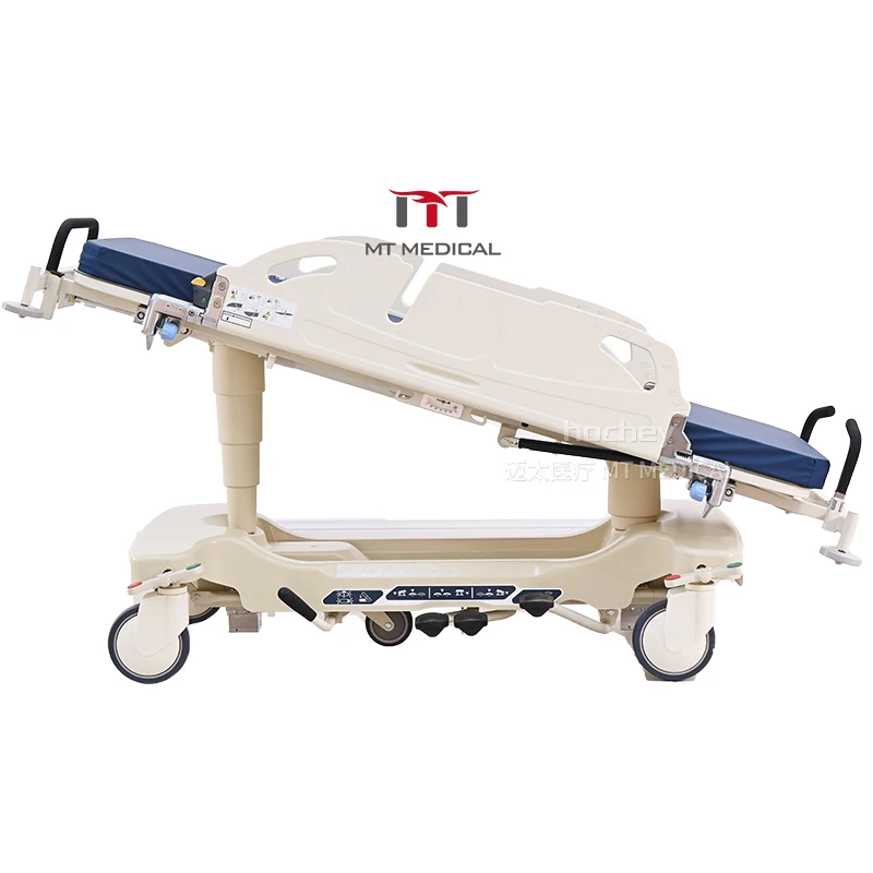 

MT MEDICAL Hospital Patient Transfer Trolley Adjustable Central Control Brake X-ray Compatible Hydraulic Stretcher