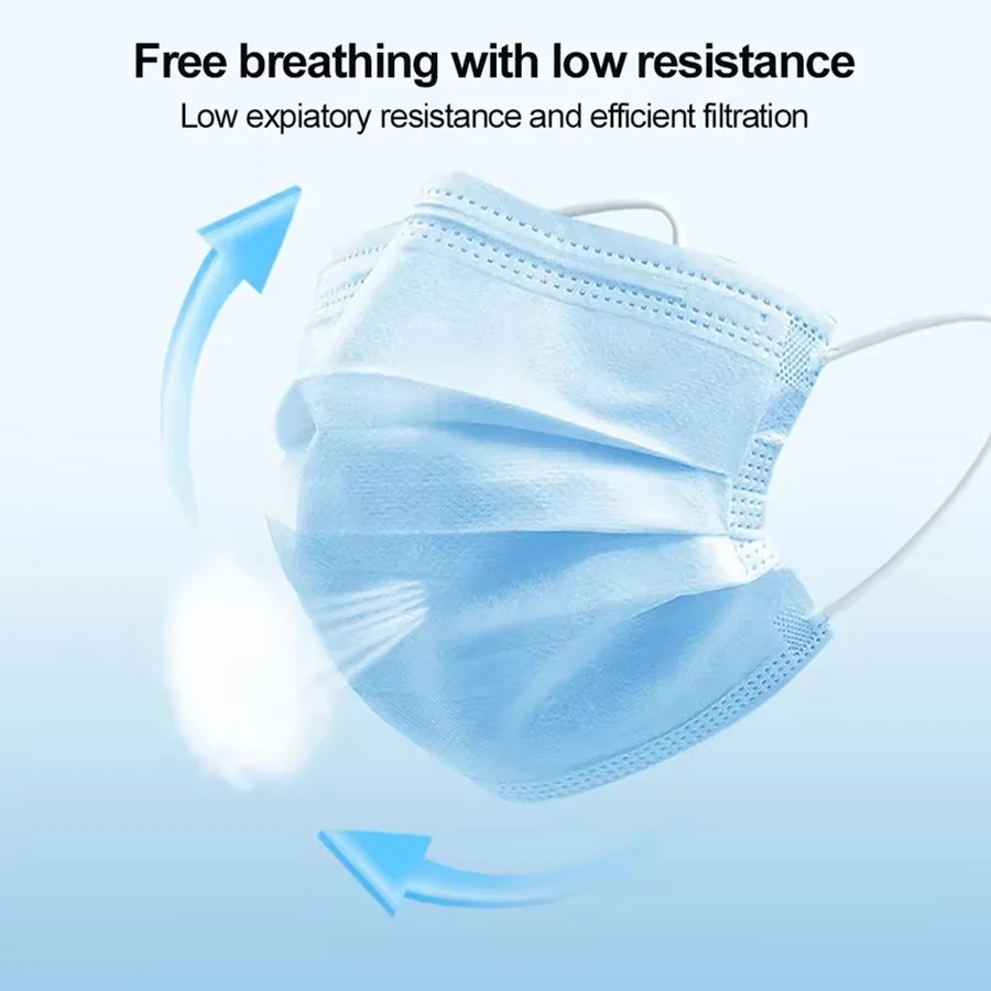 50Pcs/Box Masks 3-layer Mask Face Masks Melt Blown Cloth Disposable Anti-Dust Protective Masks Earloops Mouth Mask Mascarillas