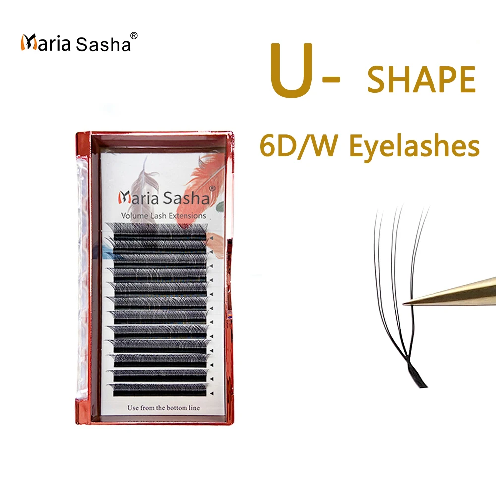 MARIA U Shape Double U3D Eyelashes Extension Natural Soft DIY Premade Fan 6D W False Eyelashes