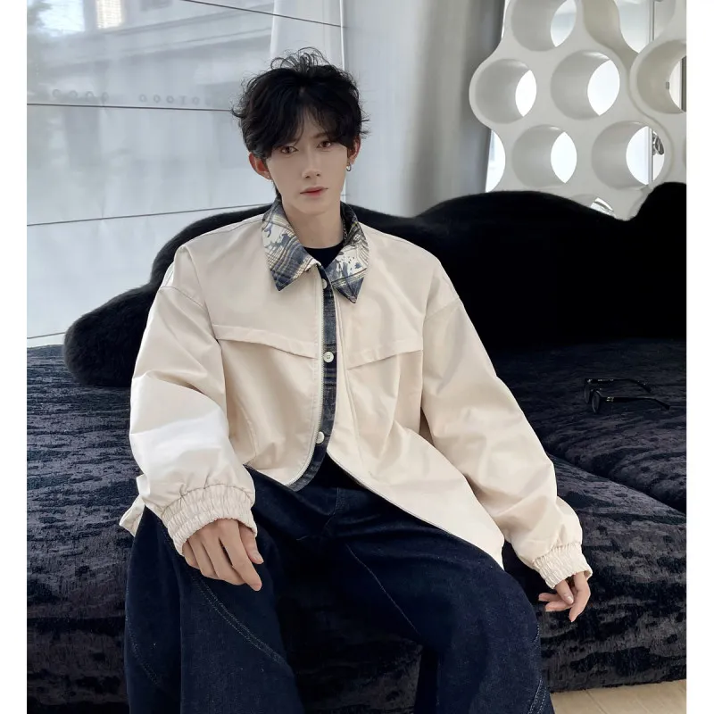 

Мужская демисезонная куртка-пальто в американском стиле, свободного кроя, с воротником, из полиэфирного волокна, с элементами клетчатого узоров, повседневная, модная, для работы...