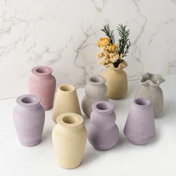 New Round Mouth Vase Mold DIY Handmade Candle Holder Ornament Casting Molds Plaster Resin Flowerpot Crafts Making Home Decor