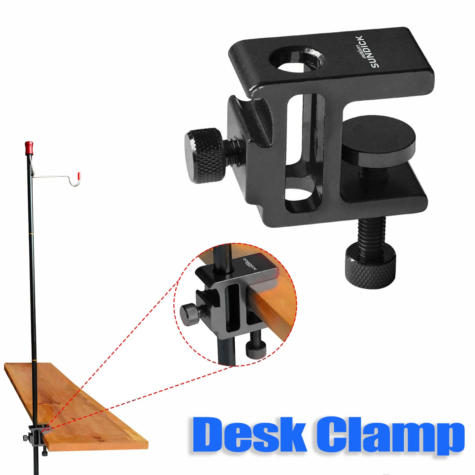 Desk Light Clamp 360 Degree Rotation Camping Folding Hanging Lamp Pole Suitable for Diameter 10-12mm Adjustable Height for Table